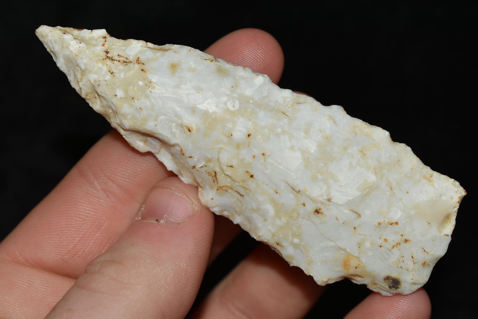 3 1/2" Archaic Spear, This collection contains the: 3 1/2" Archaic Spear, This collection contains the personally found relics of Steve Koch, Winchester Illinois. Steve hunted relics his entire life with family and friends. He mainly hunted in the Scot