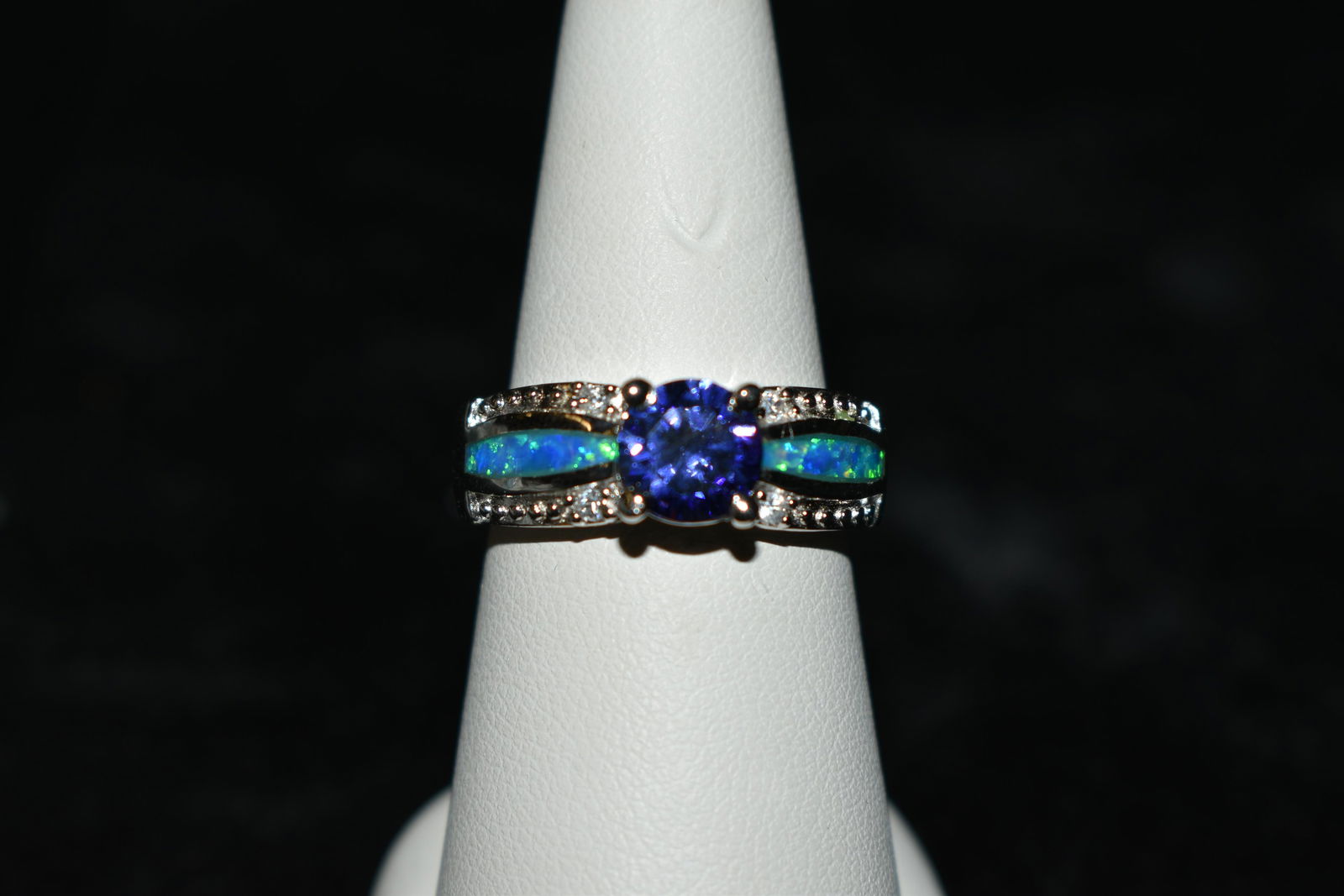 Beautiful TANZANITE BLUE OPAL 925 STERLING SILVER RING (1 of 5)
