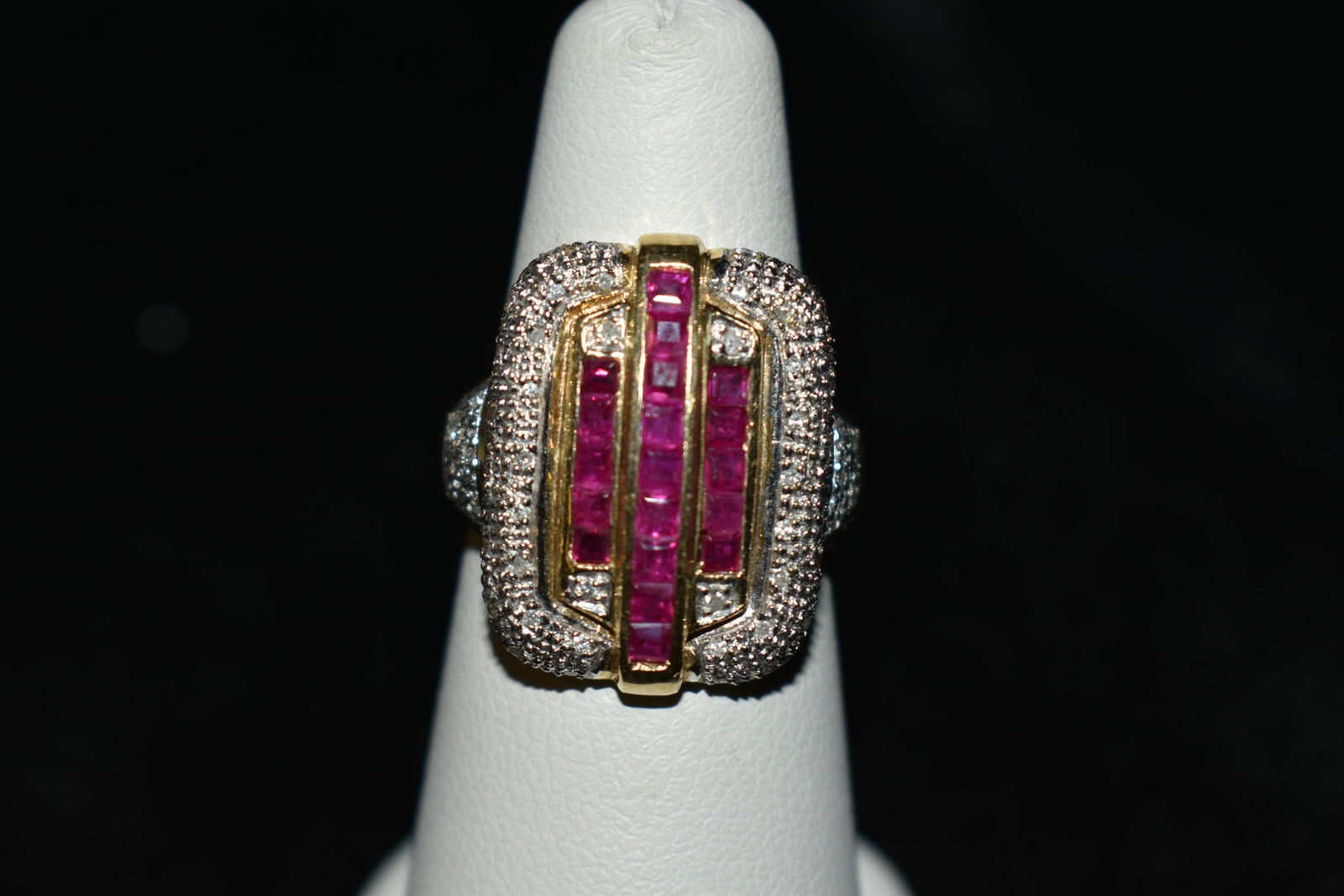 Art Deco  Ruby and diamond 14 k gold ring. Size 6 (1 of 5)