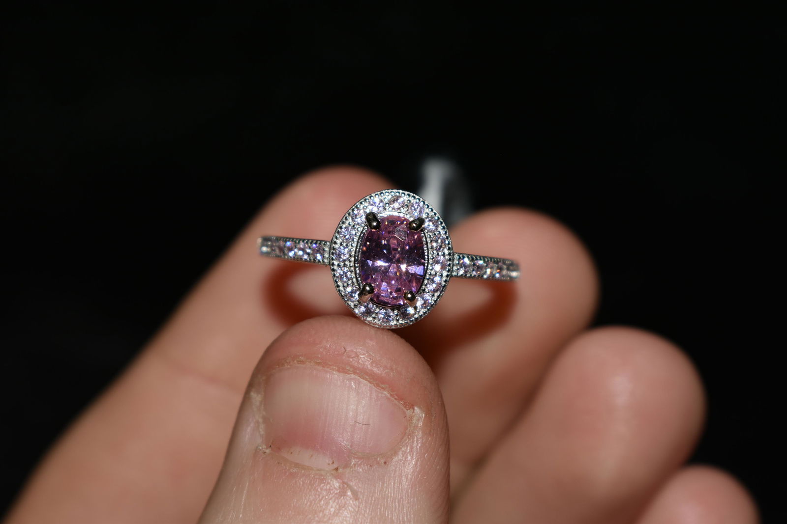 beautiful3 ct. pink sapphire sterling ring.. Size 7 (1 of 4)