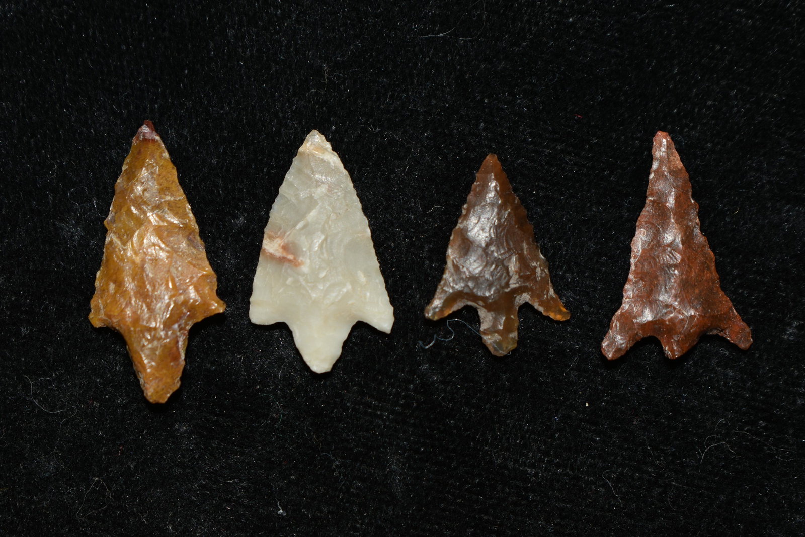 Lot of 4 Columbia River Gem Points, Largest measures 1": Lot of 4 Columbia River Gem Points, Largest measures 1" This collection contains Wonderful examples of Columbia River Valley Arrowheads and Darts from the Fred Van Ronk Collection. The location of the