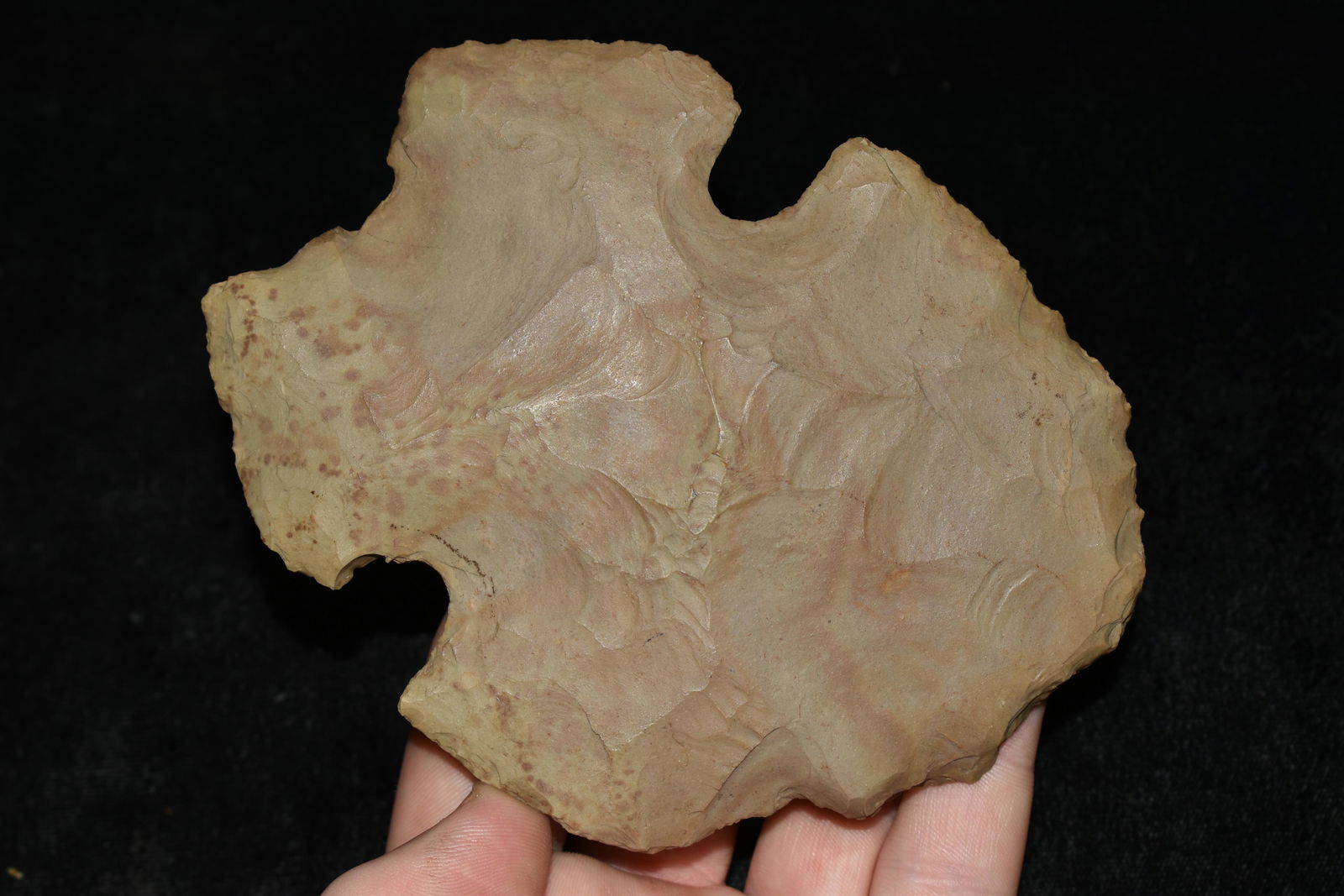 4 5/8" LONG KAOLIN NOTCHED HOE FOUND IN ST CLAIR COUNTY (1 of 6)