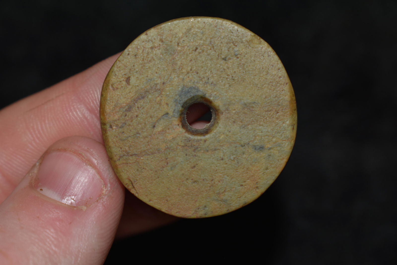 1 1/4" NICE THICK PRE COLUMBIAN MAYAN POLISHED JADE (1 of 4)