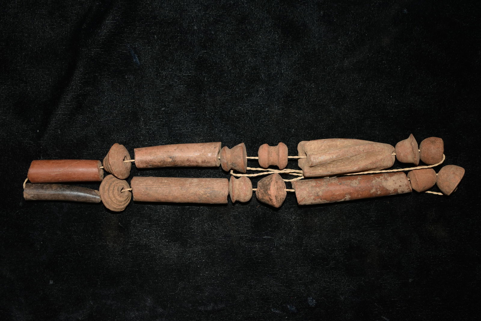 PRE COLUMBIAN CLAY BEAD NECKLACE, LONG TUBE BEADS AND (1 of 4)