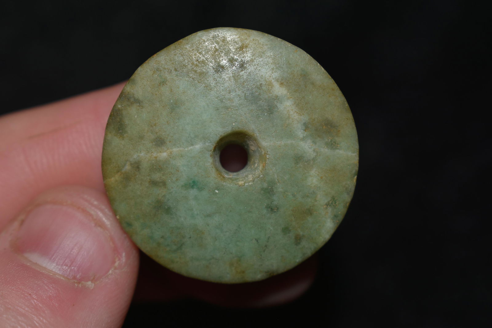 1 1/4" NICE THICK PRE COLUMBIAN MAYAN POLISHED JADE (1 of 4)