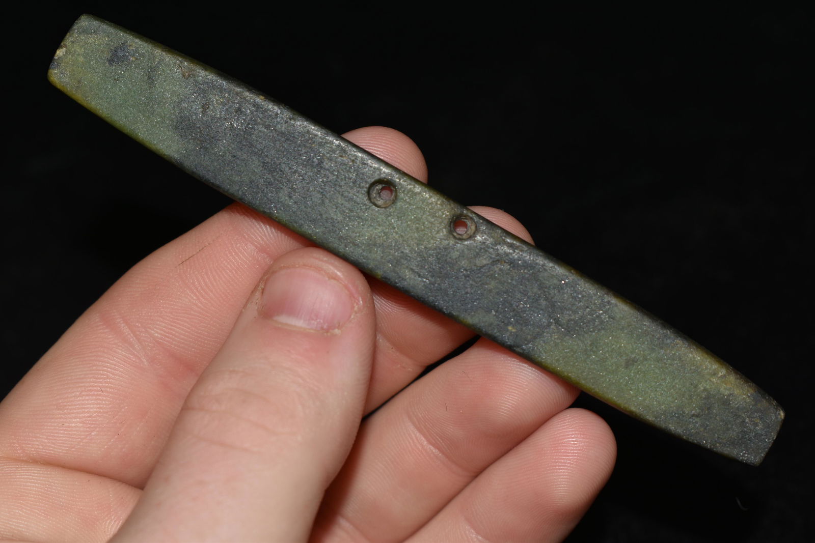 4 1/8" LONG PRE COLUMBIAN MAYAN JADE PENDANT / GORGET, (1 of 5)