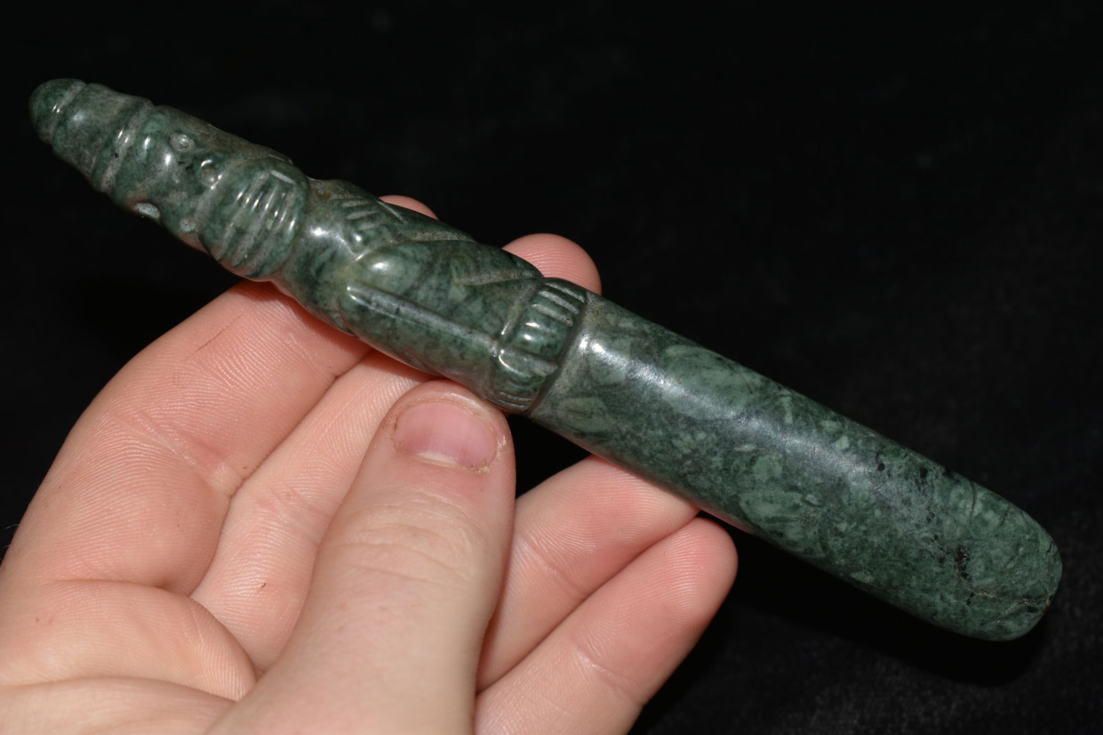 5 3/8" PRE COLUMBIAN HUMAN / MONKEY EFFIGY JADE AXE GOD (1 of 6)