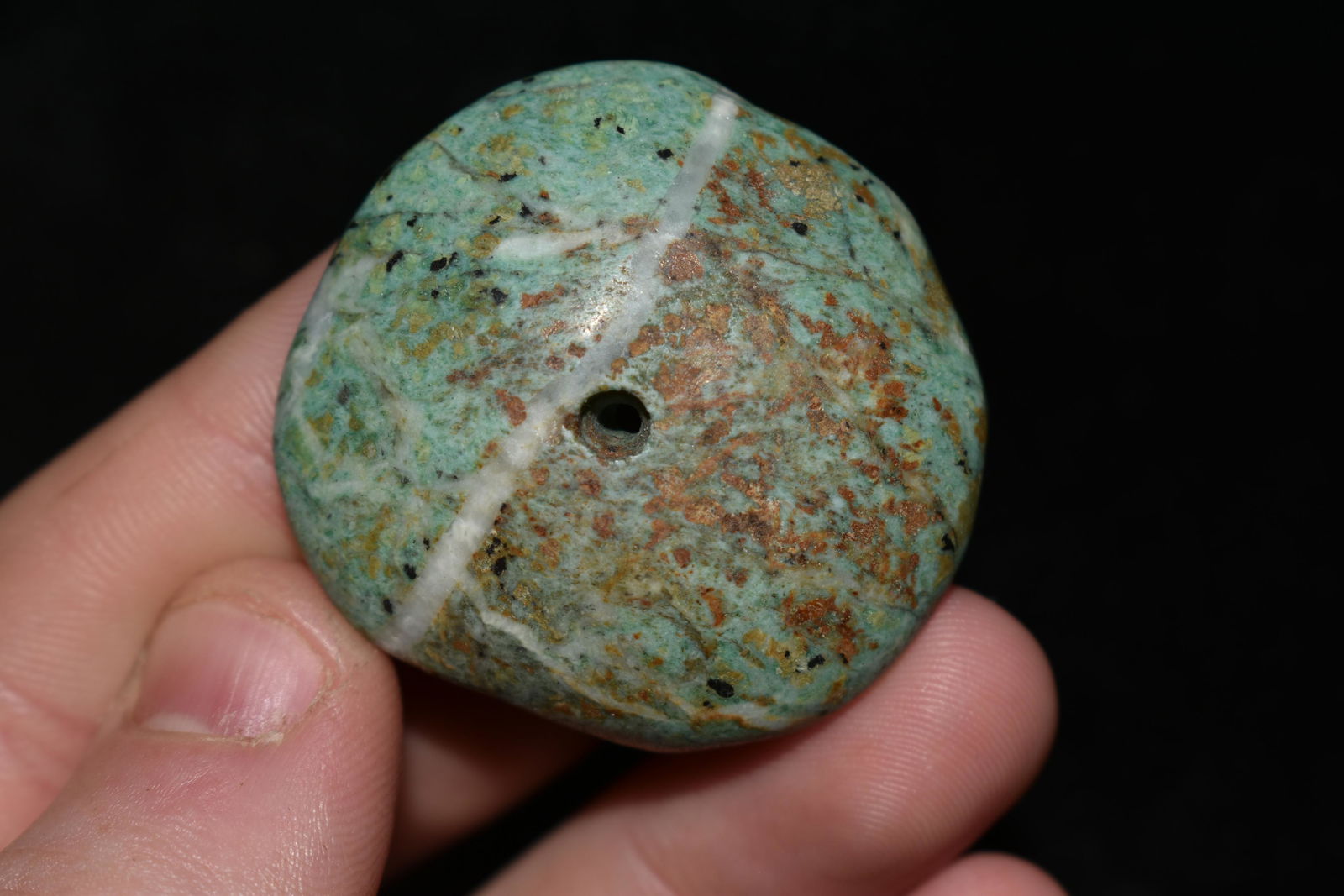 LARGE 1 1/2" MAYAN POLISHED JADE PENDANT / GORGET FROM (1 of 4)