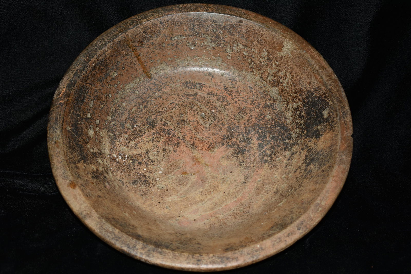 10 1/2" WIDE PRECOLUMBIAN POTTERY FOOTED BOWL, HAS A (1 of 5)