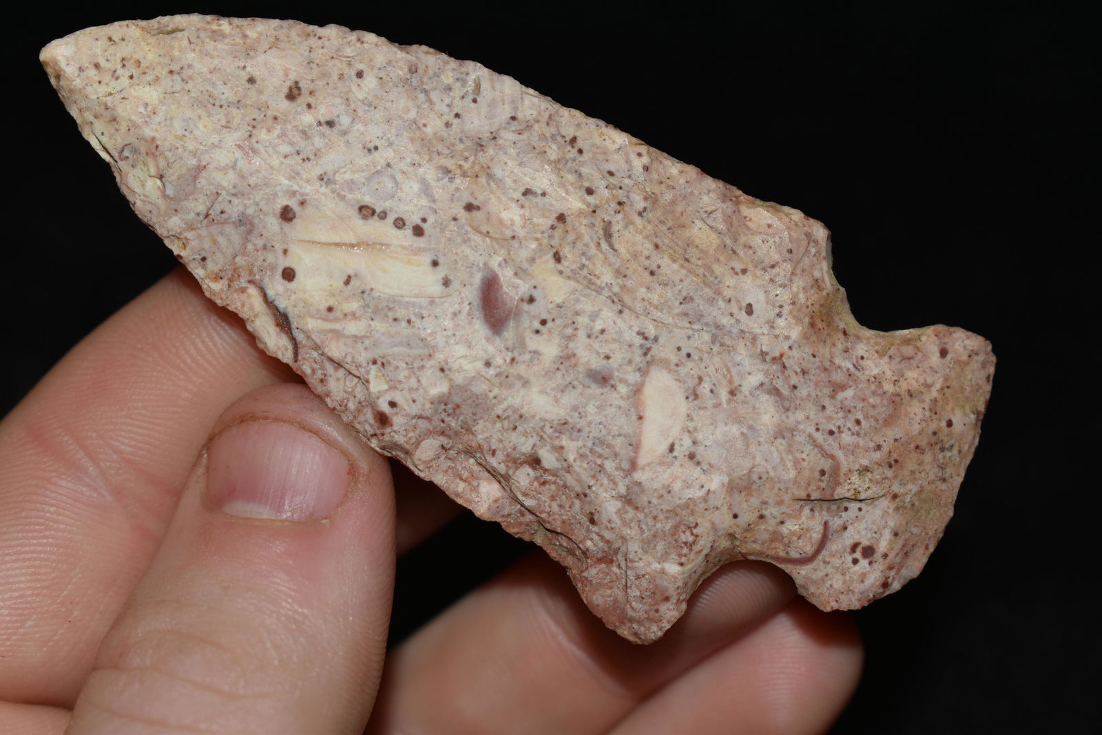 3 1/3" Hopewell Arrowhead, ex Sam Webster Collection,: 3 1/3" Hopewell Arrowhead, ex Sam Webster Collection, Boone Co., Mo