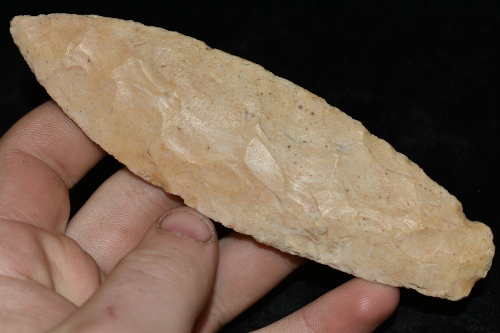 5" Colorful Creek Stained Ramey Knife found in Clark: 5" Colorful Creek Stained Ramey Knife found in Clark Co., Missouri Authentic Native American Artifact