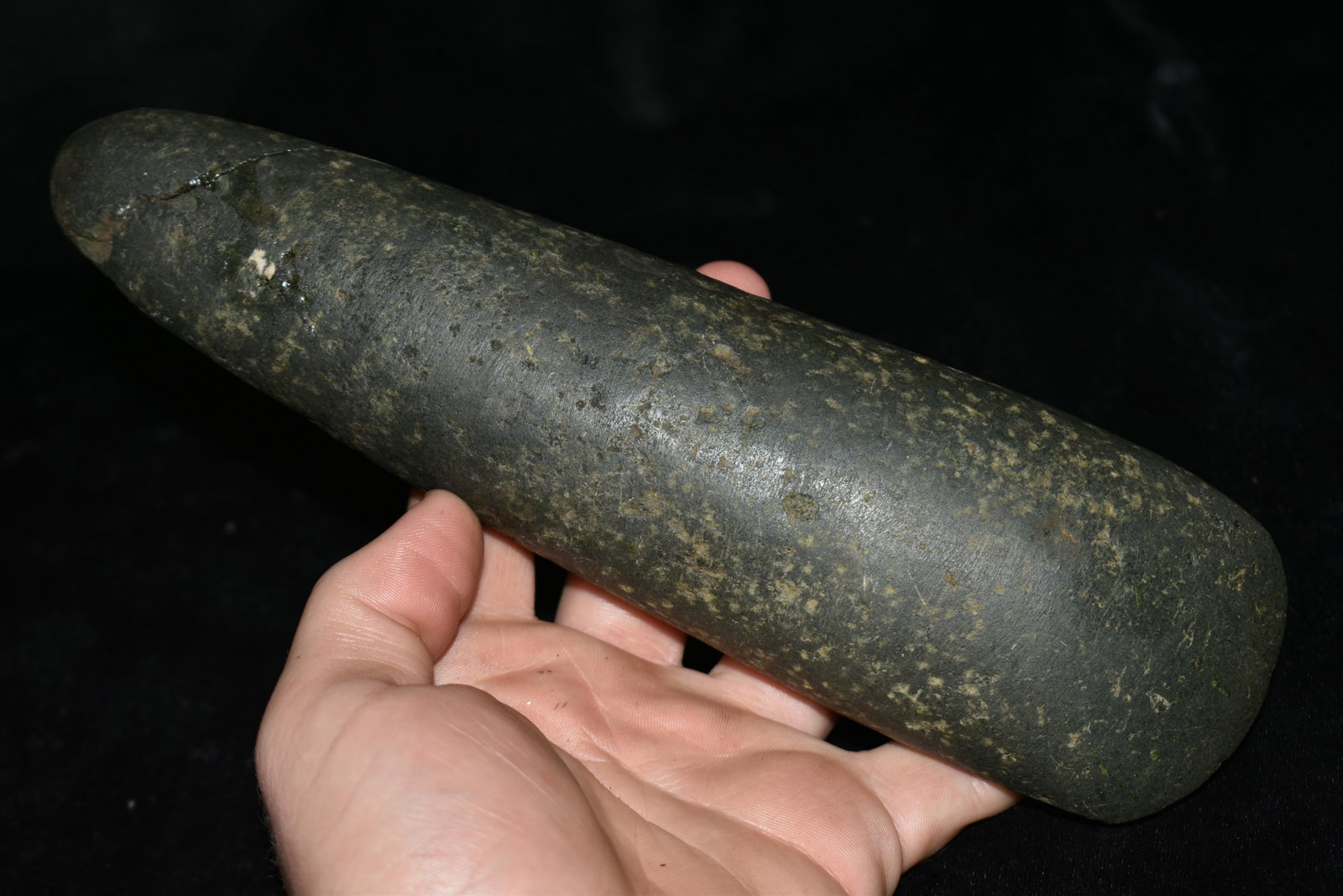 8 7/8" Pole Celt, found in Tennessee, Back end has been: 8 7/8" Pole Celt, found in Tennessee, Back end has been broken and re glued Authentic Native American Artifact