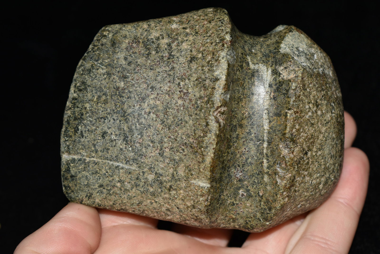 3 3/4" 3/4 Groove Axe, Developed, Scyluer Co., Illinois: 3 3/4" 3/4 Groove Axe, Developed, Scyluer Co., Illinois Authentic Native American Artifact