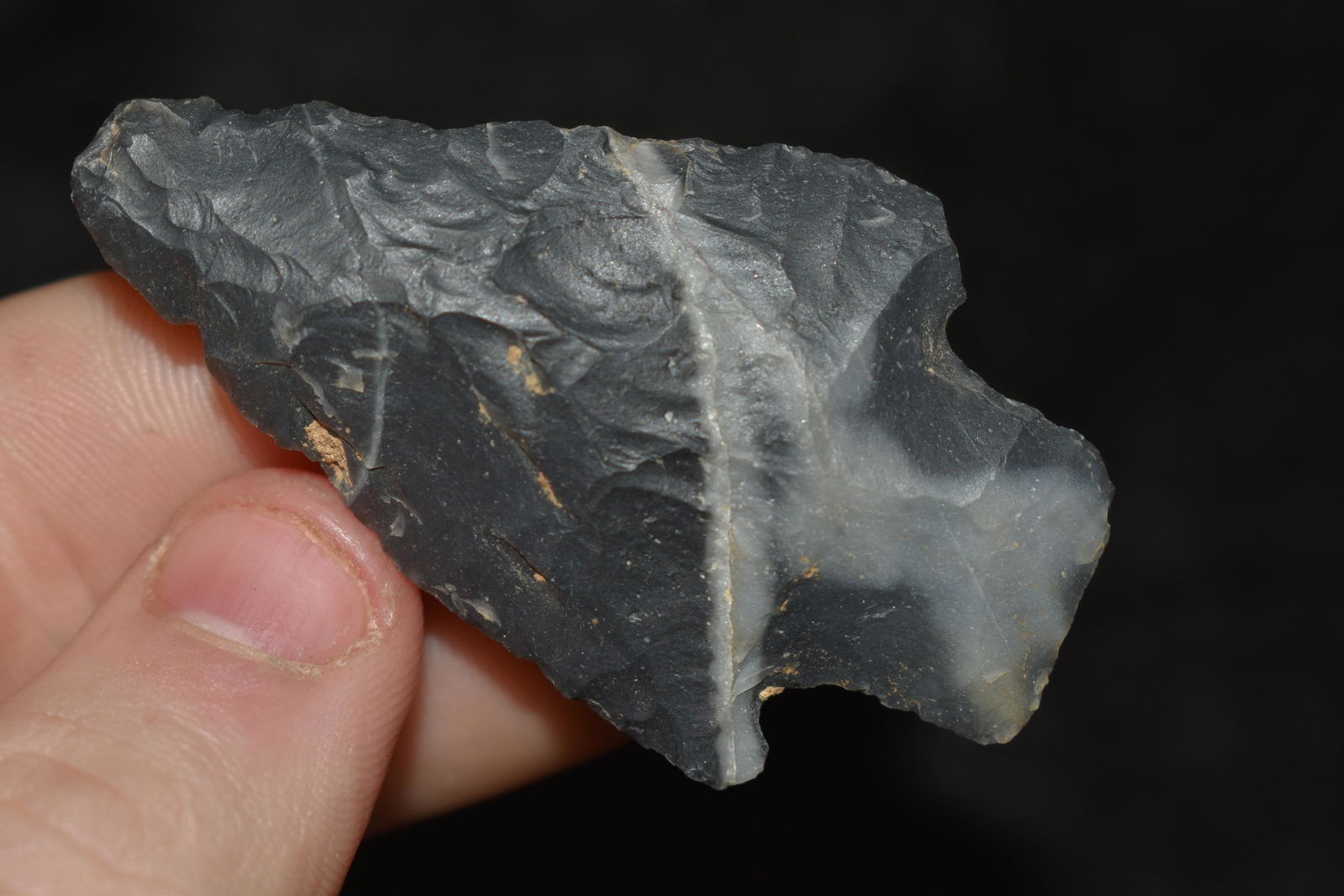 2 3/8" Colorful Novaculite Sqaure Stemmed Point found (1 of 4)