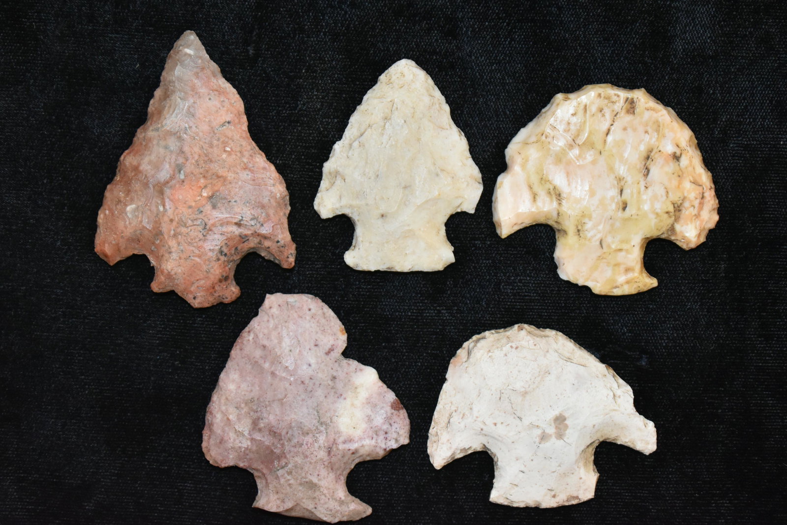 Lot of 5 Snyder's points and Blunts found by John: Lot of 5 Snyder's points and Blunts found by John Steinbaker in Pike Co., Illinois Authentic Native American Artifact