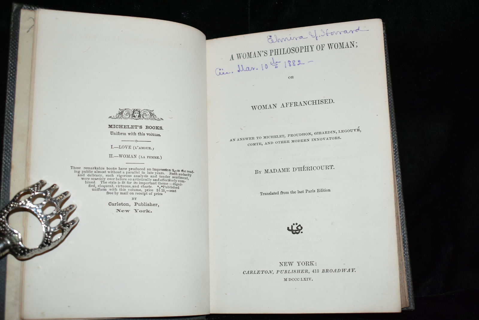 A WOMAN's PHILOSOPHY OF WOMAN 1864 1st Edition by (1 of 2)