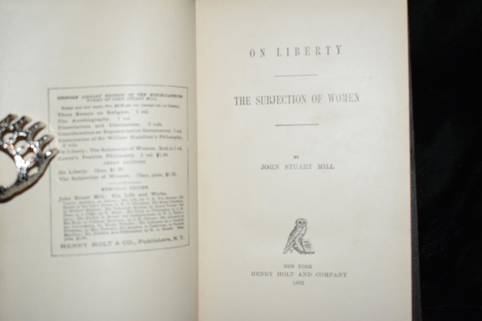 ON LIBERTY THE SUBJEGATION OF WOMEN 1882 by Joun Mill (1 of 2)