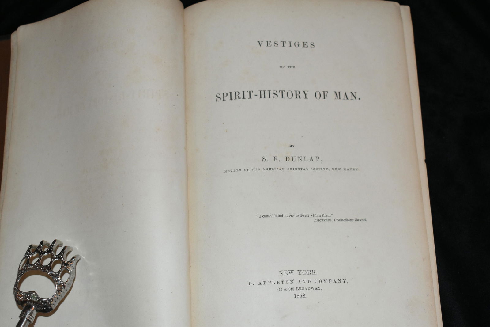 VESTIGES of the SPIRIT HISTORY OF MAN 1858 by S. F. (1 of 2)