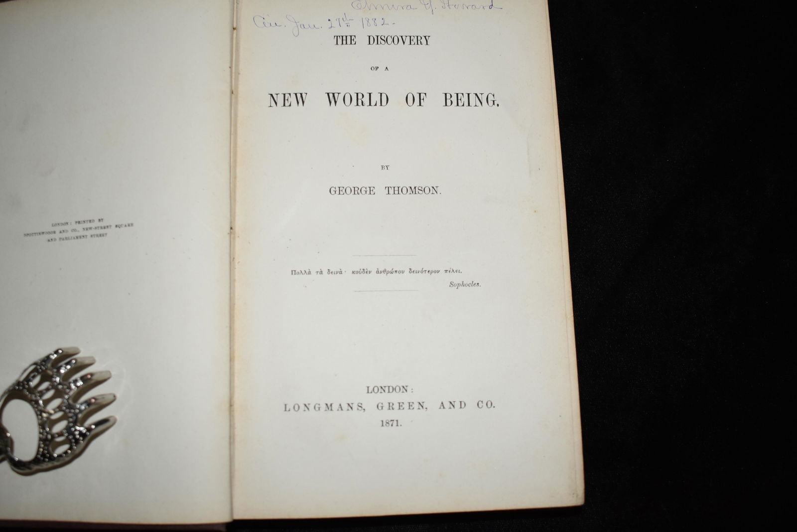 1871 THE DISCOVERY OF A NEW WORLD OF BEING 1st (1 of 2)