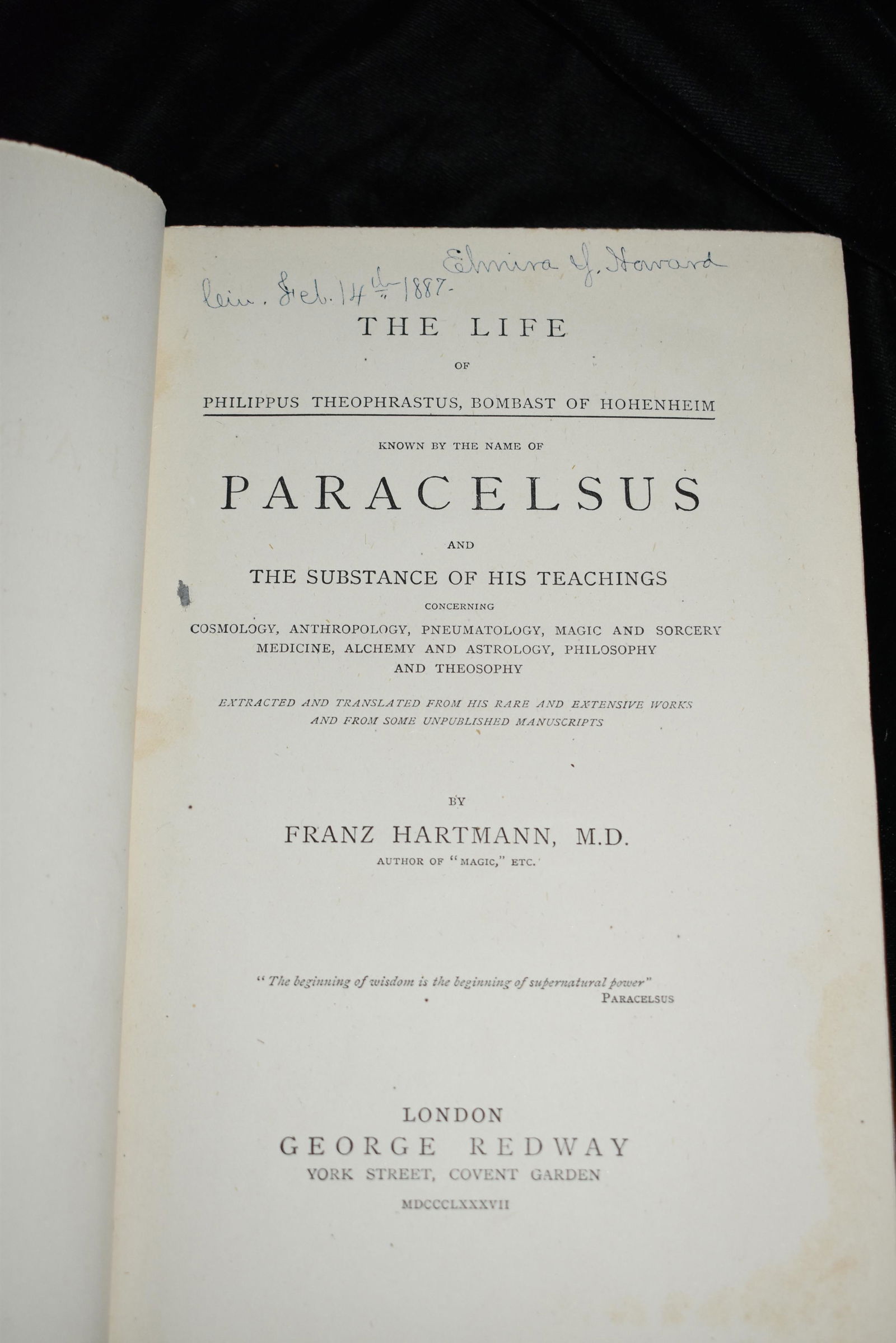 1887 PARACELSUS Alchemy MAGIC, Occult 1st Ed (1 of 3)