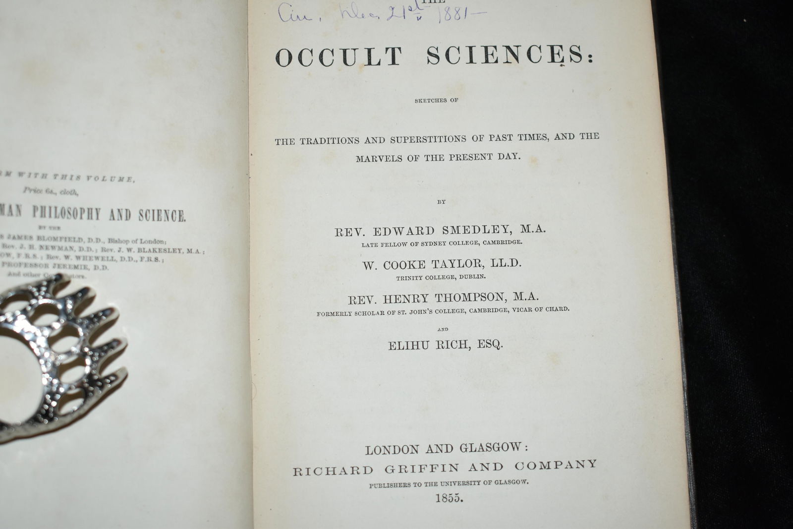 OCCULT SCIENCES 1855 by Edward Smedley (1 of 2)