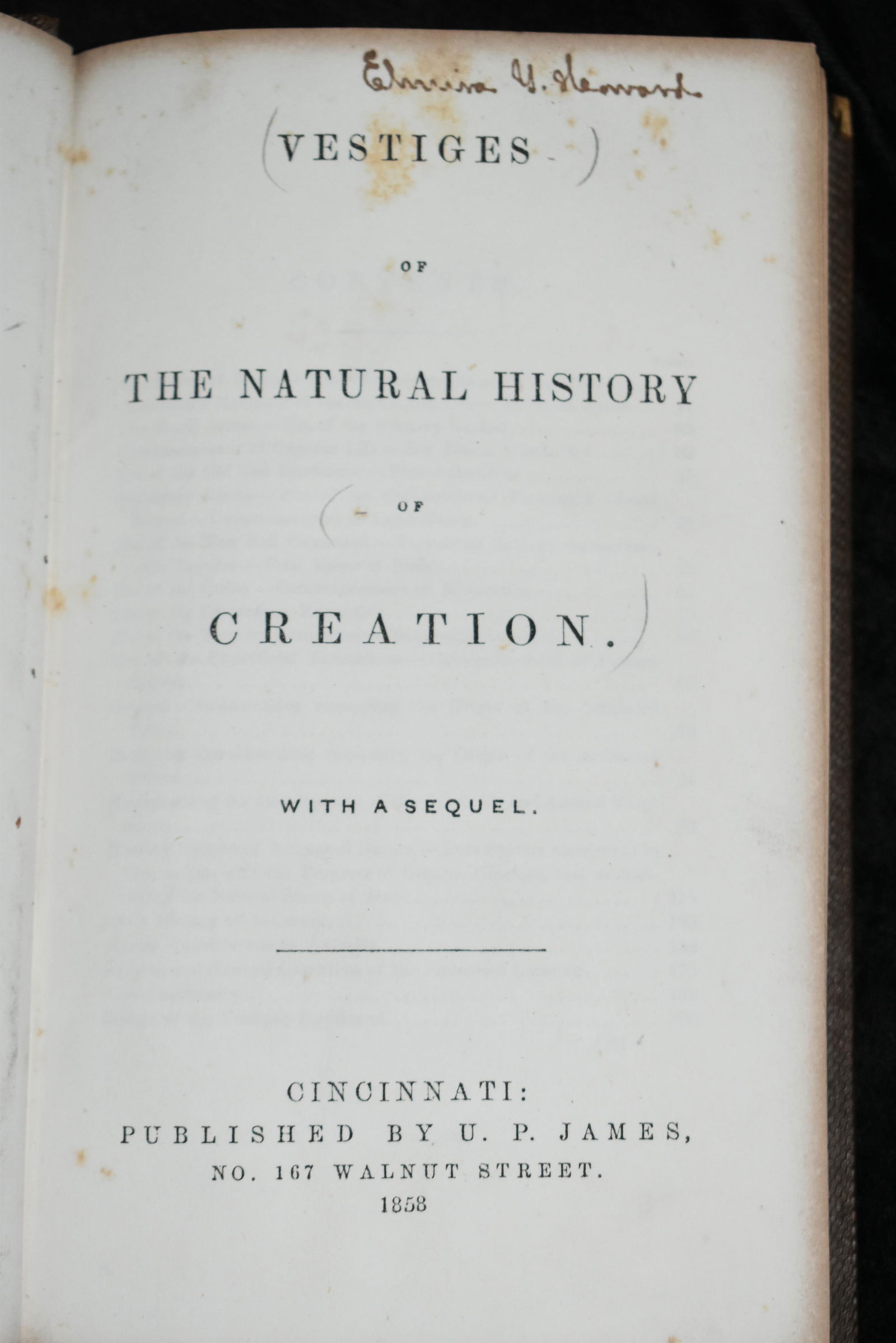 Robert Chambers 1858 Vestiges of the Natural History (1 of 3)