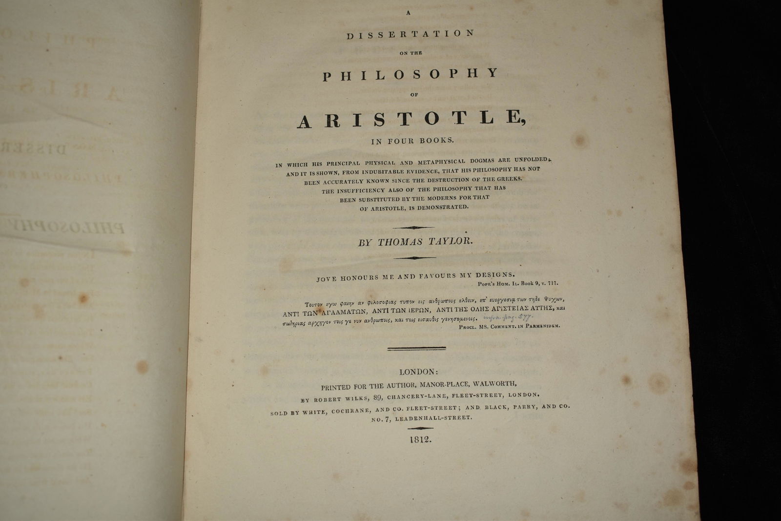 Dissertation of Aristotle 1812 1st Ed (1 of 5)