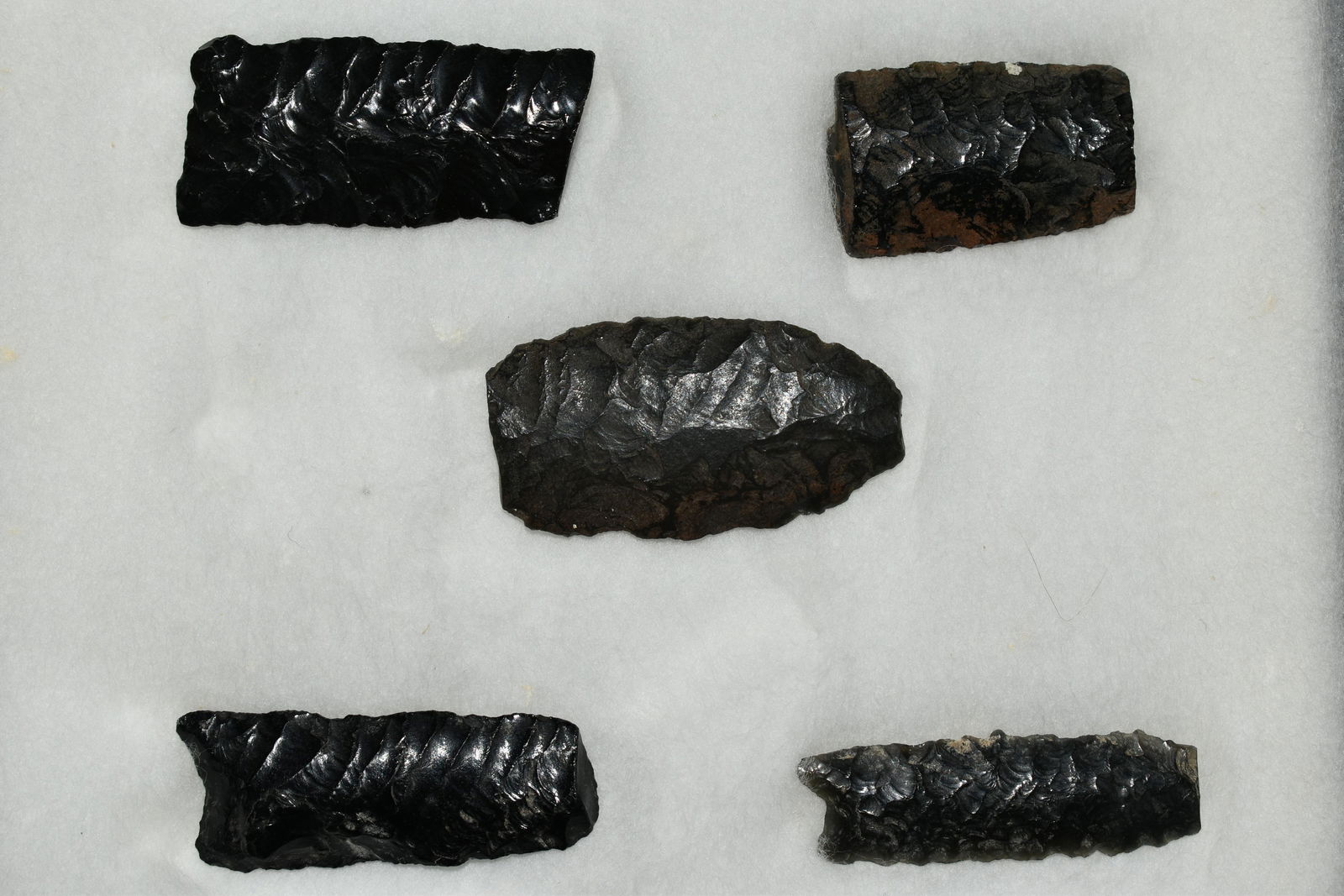 Lot of 5 Broken Obsidian Paleo Points and Lanceolets (1 of 3)
