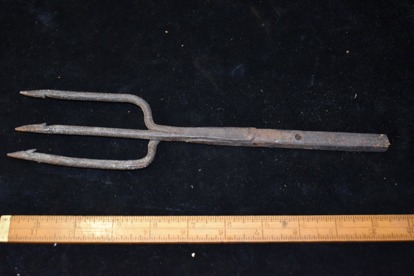 10 3/4" 3 Prong Wrought Iron Fish Spear,: 10 3/4" 3 Prong Wrought Iron Fish Spear, Vintage/Antiques