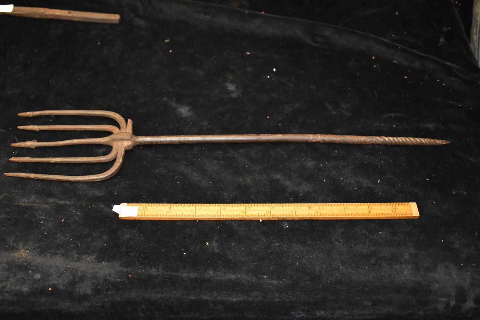 19" Large 5 Prong Wrought Iron Fish Spear,: 19" Large 5 Prong Wrought Iron Fish Spear, Vintage/Antiques