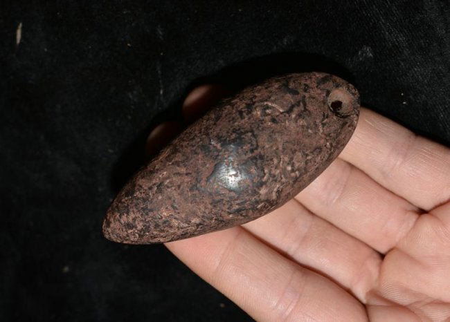 3" Hematite Plummet, Native American Artifacts: 3" Hematite Plummet, Found by Bill Ahrenkiel and Andy Scott in Sangamon Co, Native American Artifacts