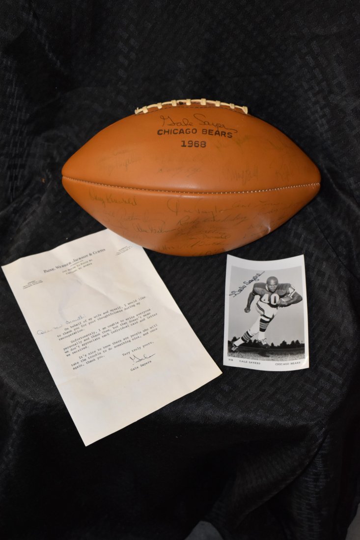 Authentic Signed 1968 Bears Football/ 32 Signatures: Authentic Signed 1968 Bears Football/ 32 Signatures with Signed Photograph and Letter from Gale Sayers, Collectibles, Vintage/ Antiques Signed by: Gale Sayers, Doug Buffone, Ronnie Bull, Dick Butkus, 