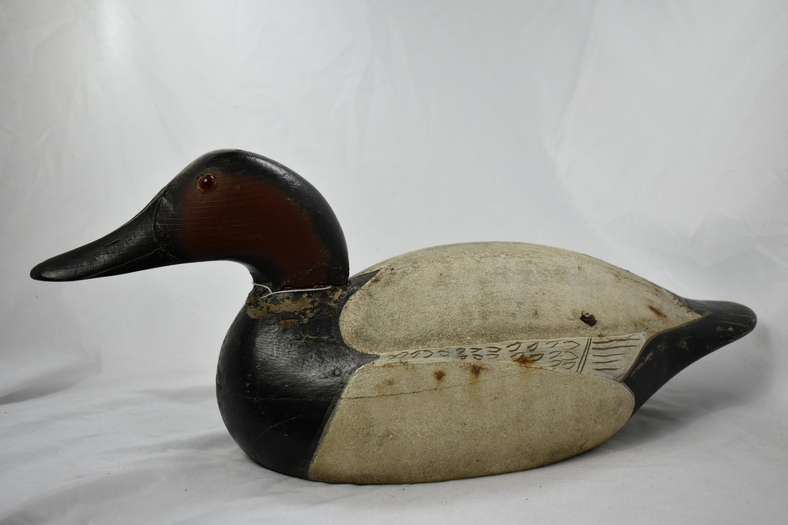 Canvasback Drake Duck Decoy, Hollow, Nice Feather Paint: Canvasback Drake Duck Decoy, Hollow, Nice Feather Paint Detail, Loose Head, Hunting, Vintage/ Antiques