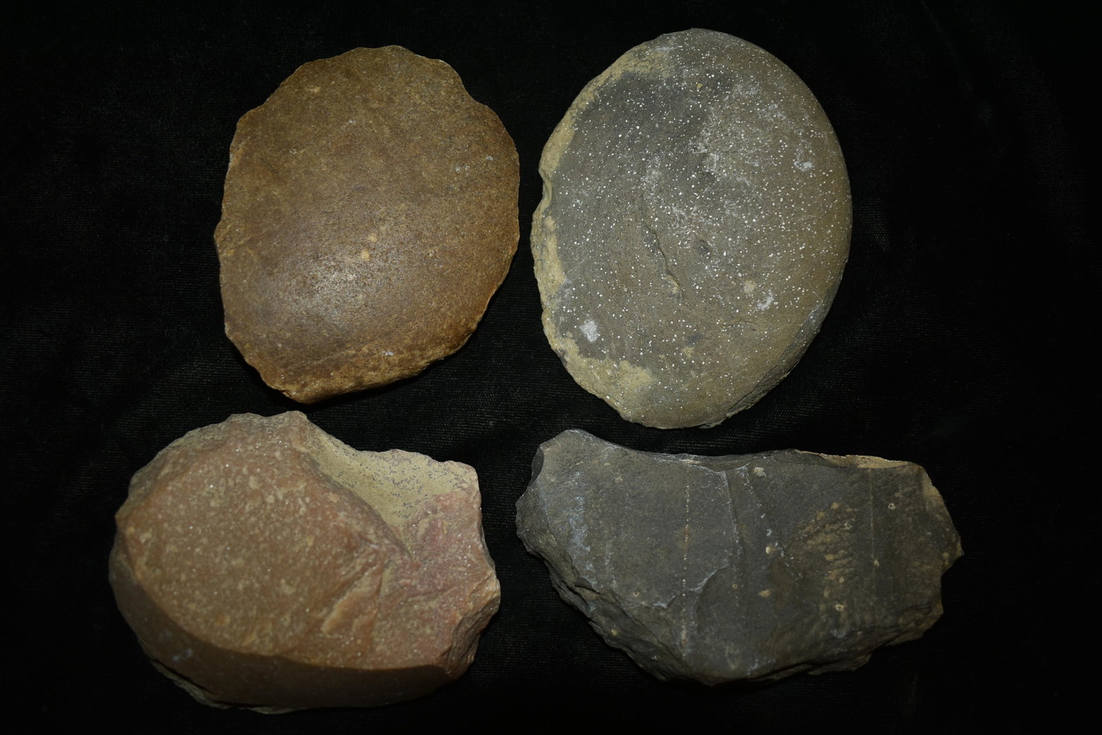 Lot of 4 Hardstone Scrapers, Musselshell, Montana where: Lot of 4 Hardstone Scrapers, Musselshell, Montana where he found his first arrowhead at a very early age. This led Creel on a lifetime search for Montana's prehistoric past. Creel owned a ranch in Mus