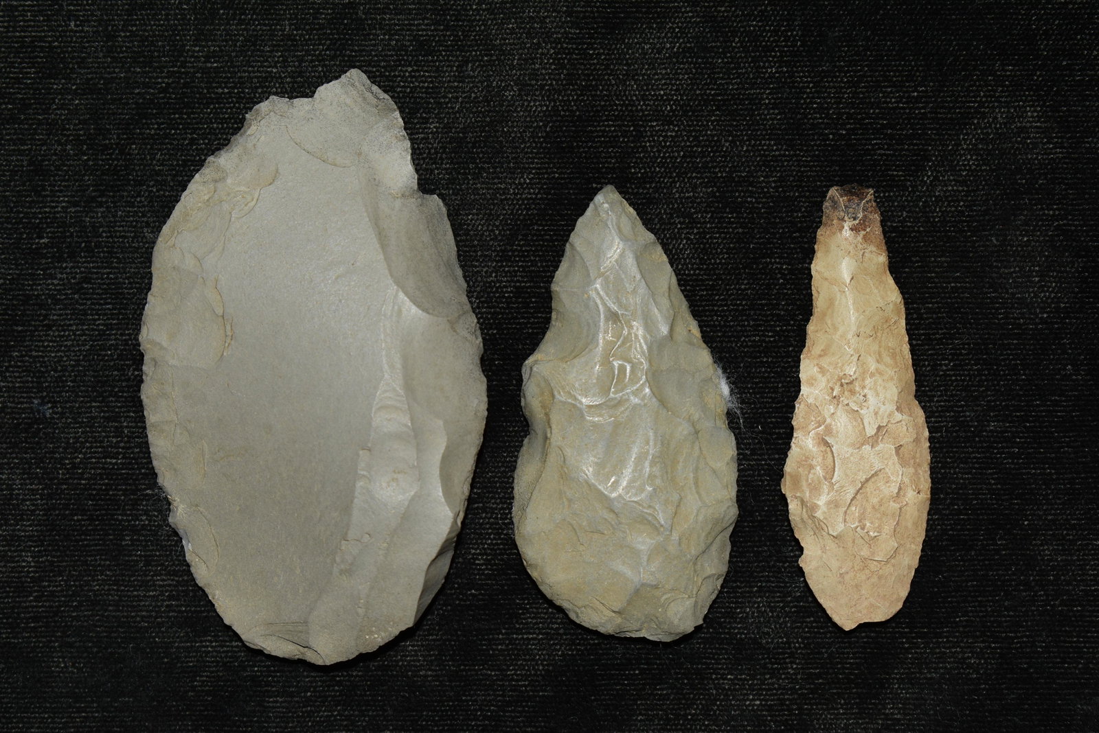 Lot of 3 Flint Blades, Musselshell, Montana where he: Lot of 3 Flint Blades, Musselshell, Montana where he found his first arrowhead at a very early age. This led Creel on a lifetime search for Montana's prehistoric past. Creel owned a ranch in Musselshe