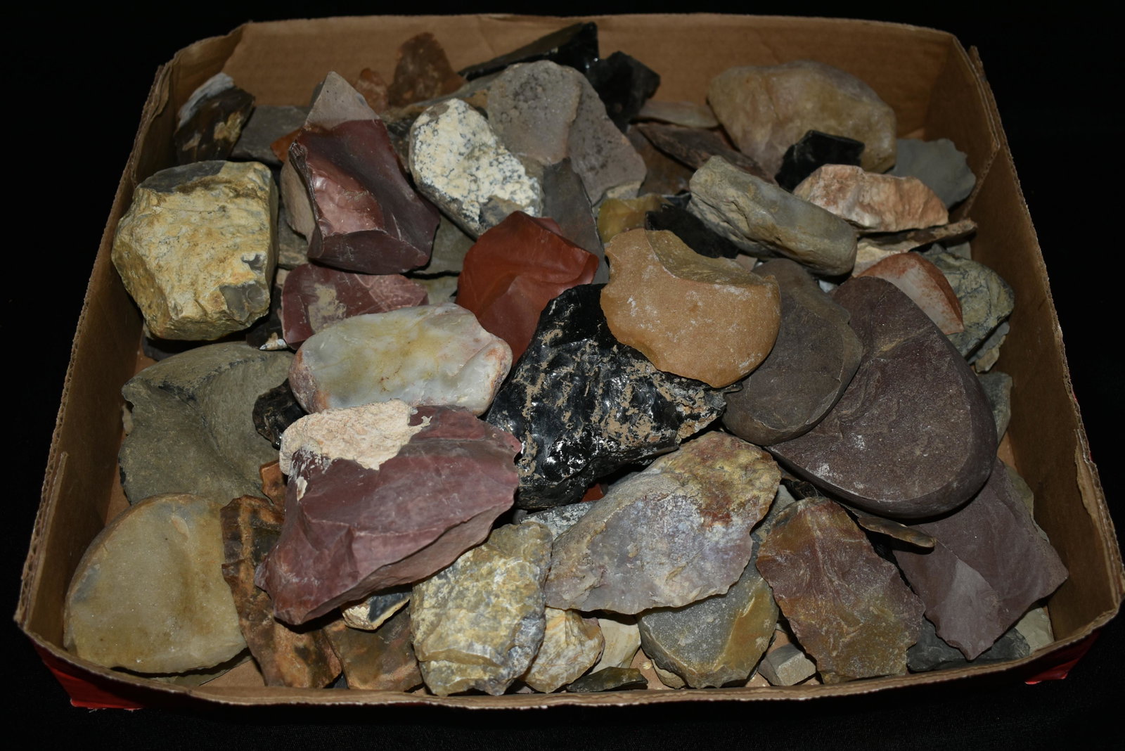 Large Flat of Flint/Hardstone Tools, Musselshell,: Large Flat of Flint/Hardstone Tools, Musselshell, Montana where he found his first arrowhead at a very early age. This led Creel on a lifetime search for Montana's prehistoric past. Creel owned a ranc