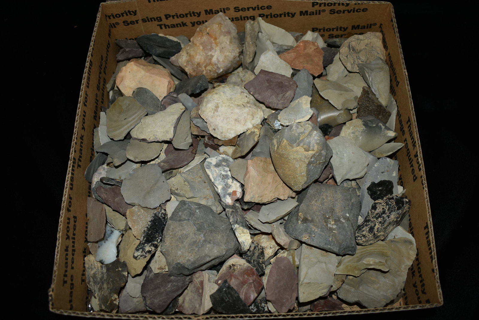 Large Flat of Flint/Hardstone Tools, Musselshell,: Large Flat of Flint/Hardstone Tools, Musselshell, Montana where he found his first arrowhead at a very early age. This led Creel on a lifetime search for Montana's prehistoric past. Creel owned a ranc
