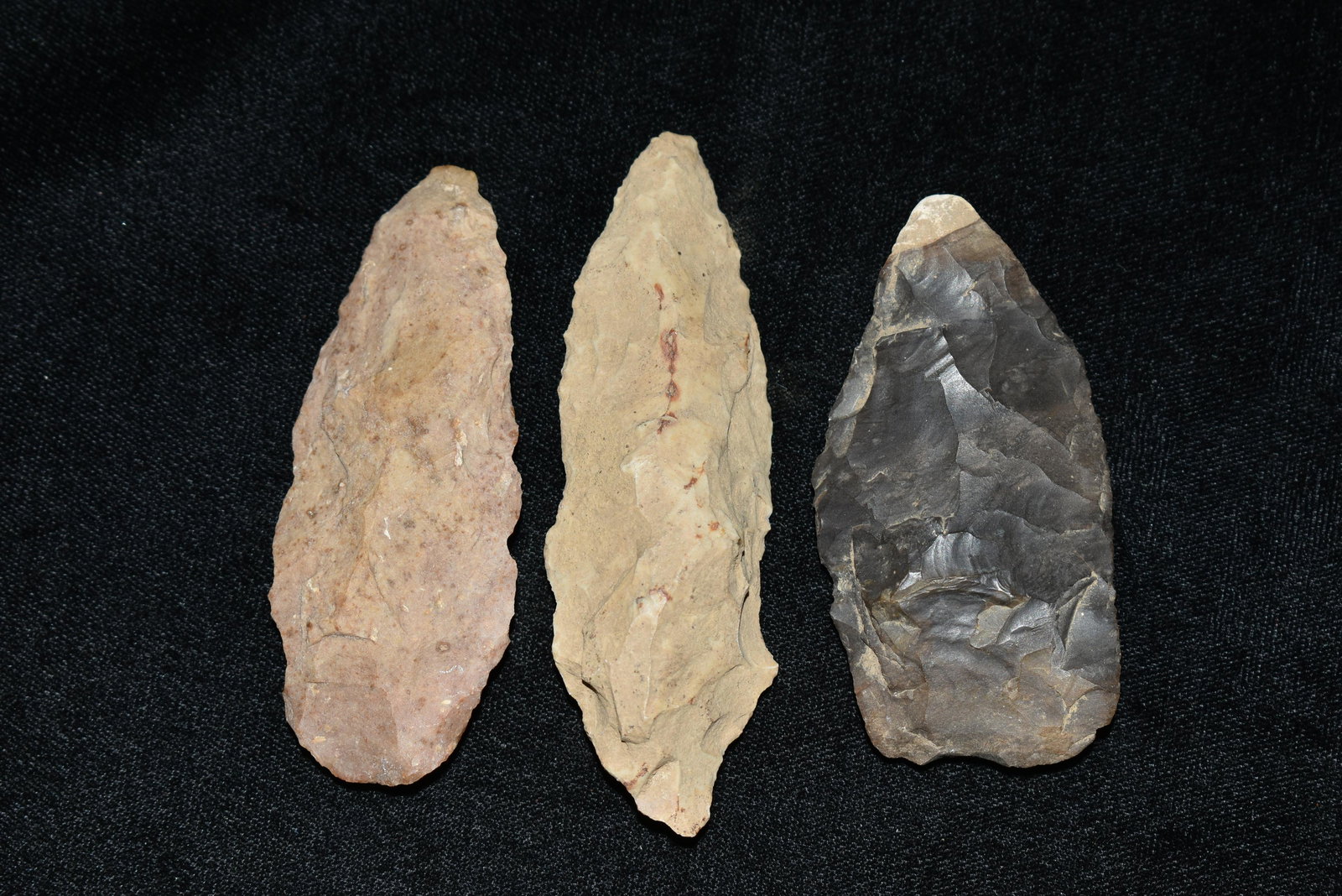 Lot of 3 Archaic Blades, Found in Texas, Native (1 of 2)