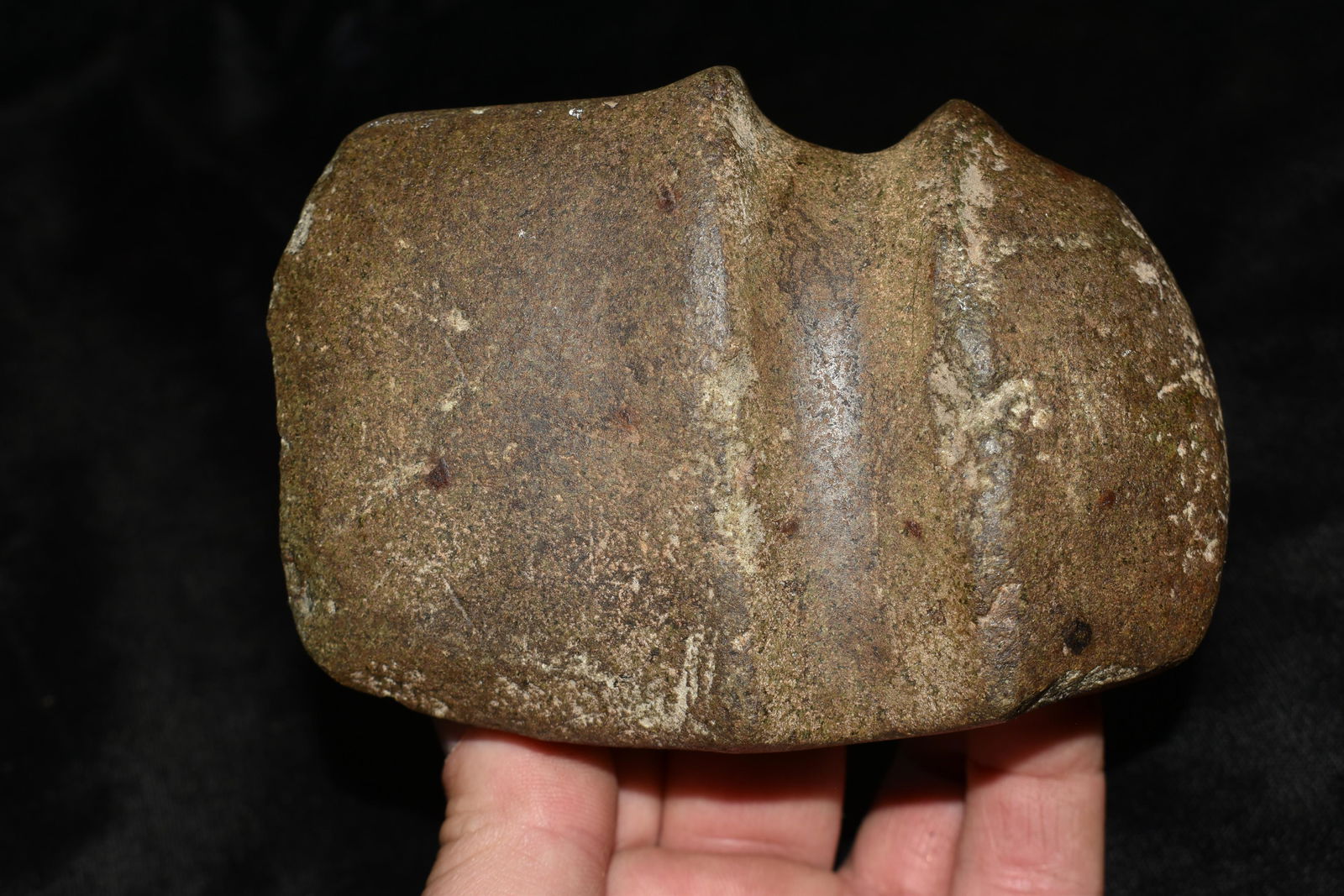 4 1/2" 3/4 Groove Granite Axe: 4 1/2" 3/4 Groove Granite Axe 4 1/2" 3/4 Groove Granite Axe ex Jessy Sparks, Knox County, Mo. Authentic Ancient Pre-Historic Native American Indian Artifact