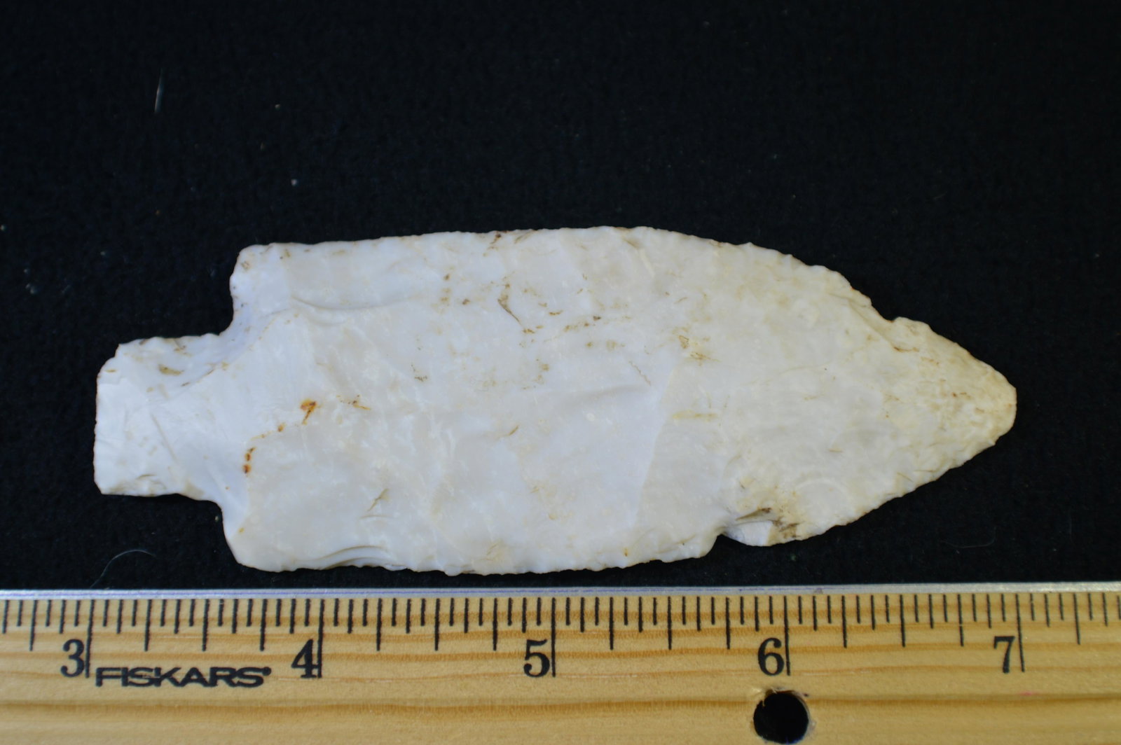 4 1/8" Etley Arrowhead: Found In Cass County or Brown County Illinois. Ex: Lloyd Miller Collection. Pictured in Central States Archaeological Journal 1957 and In The Beardstown Book by Harold Tyson.