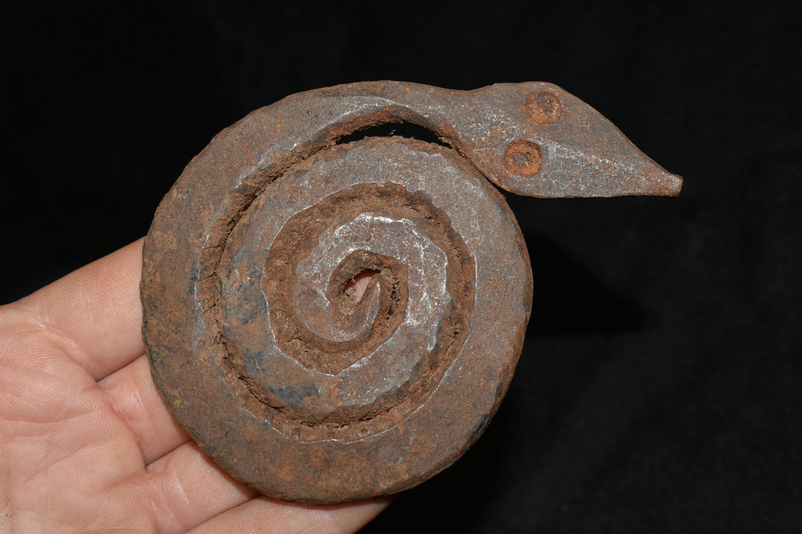 4" African Brass / Bronze Cast Coiled Snake, African: 4" African Brass / Bronze Cast Coiled Snake, African Relics, 1800's, Antique