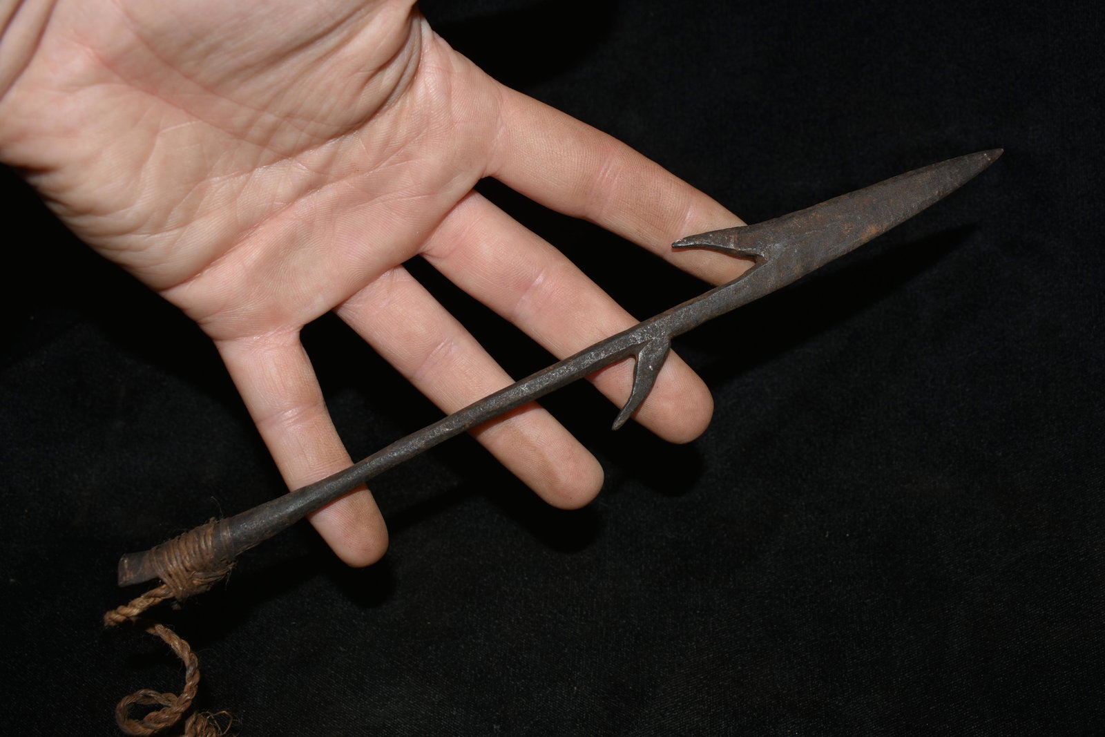 9" Barbed African Fishing Spear Head, African Relics,: 9" Barbed African Fishing Spear Head, African Relics, 1800's, Antique