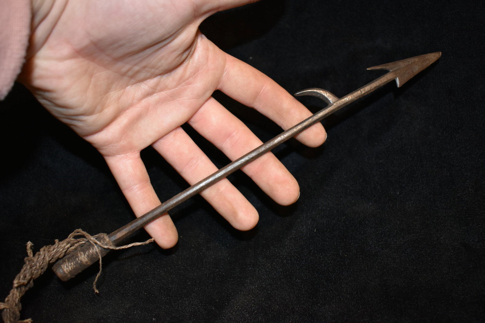 10" Barbed African Fishing Spear Head, African Relics,: 10" Barbed African Fishing Spear Head, African Relics, 1800's, Antique