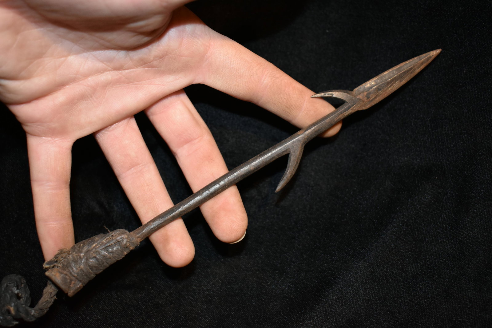 8" Barbed African Fishing Spear Head, African Relics,: 8" Barbed African Fishing Spear Head, African Relics, 1800's, Antique