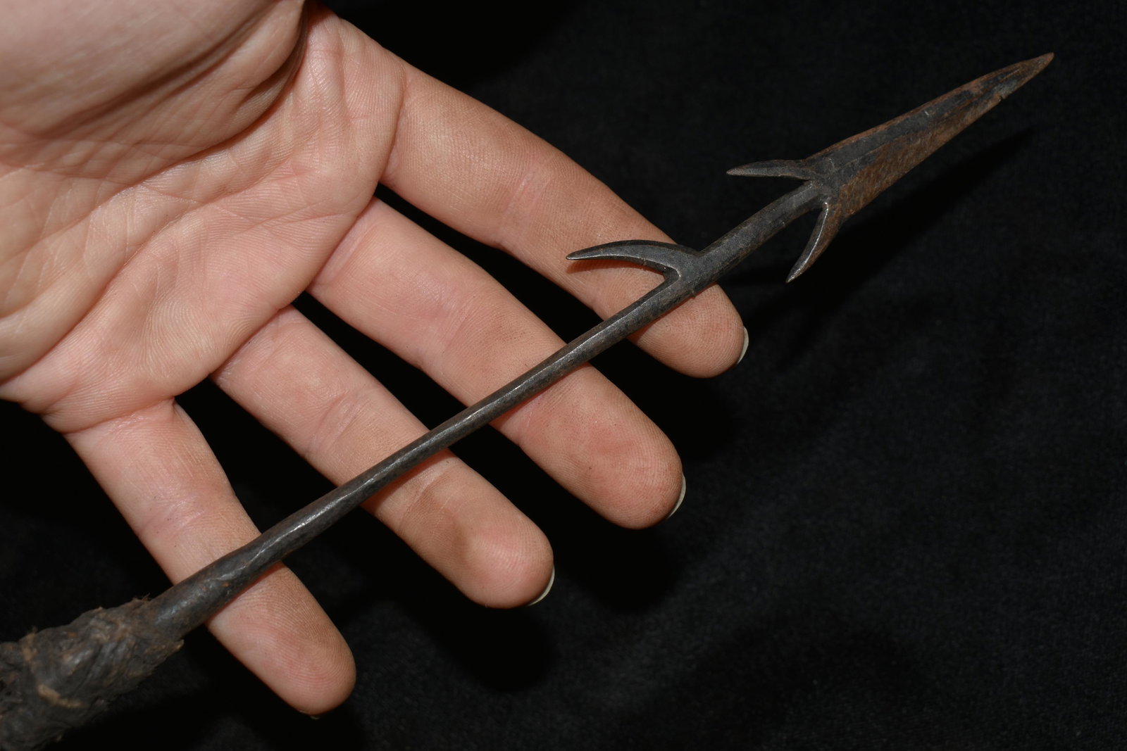 8 1/4" Barbed African Fishing Spear Head, African: 8 1/4" Barbed African Fishing Spear Head, African Relics, 1800's, Antique