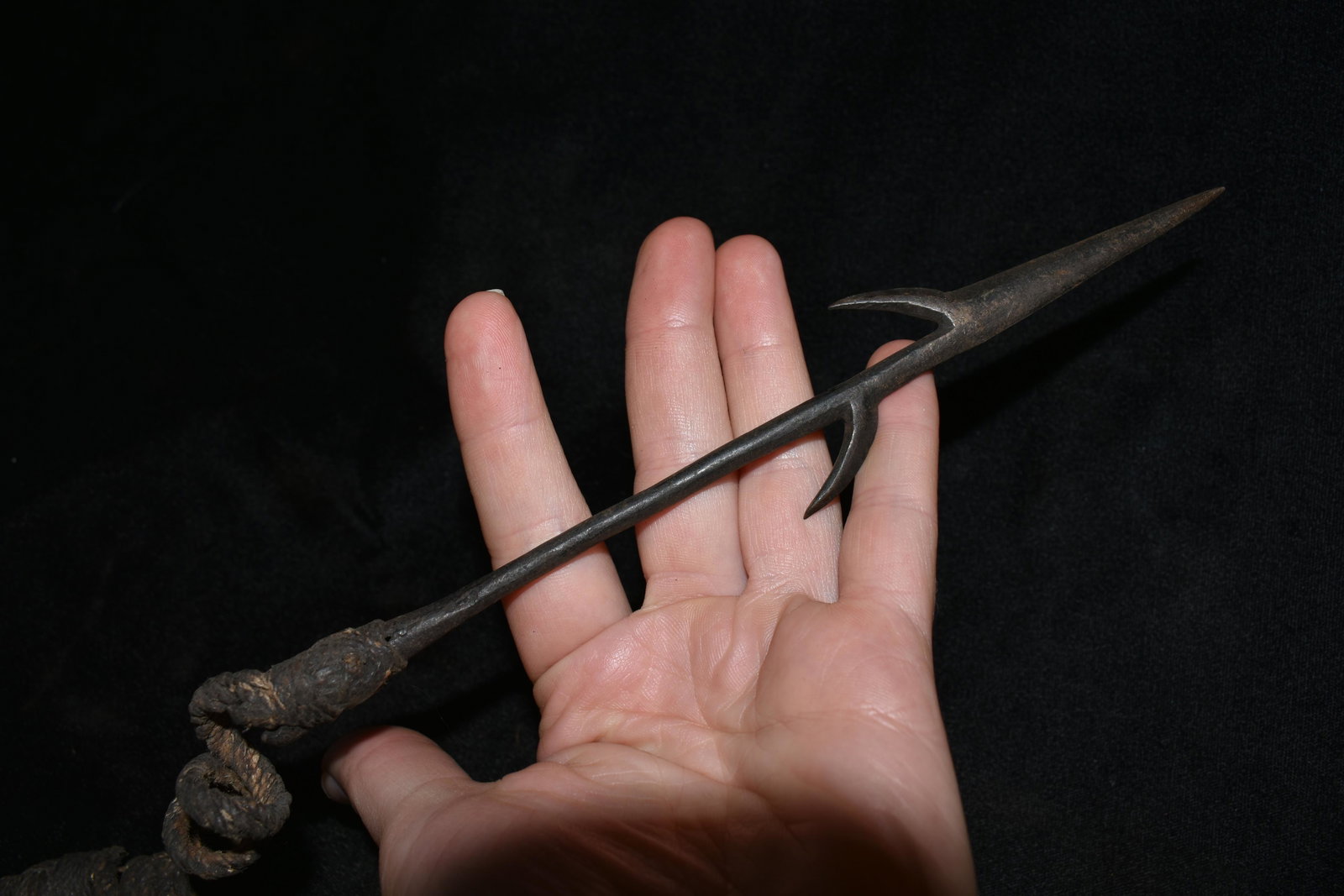 8" Barbed African Fishing Spear Head, African Relics,: 8" Barbed African Fishing Spear Head, African Relics, 1800's, Antique