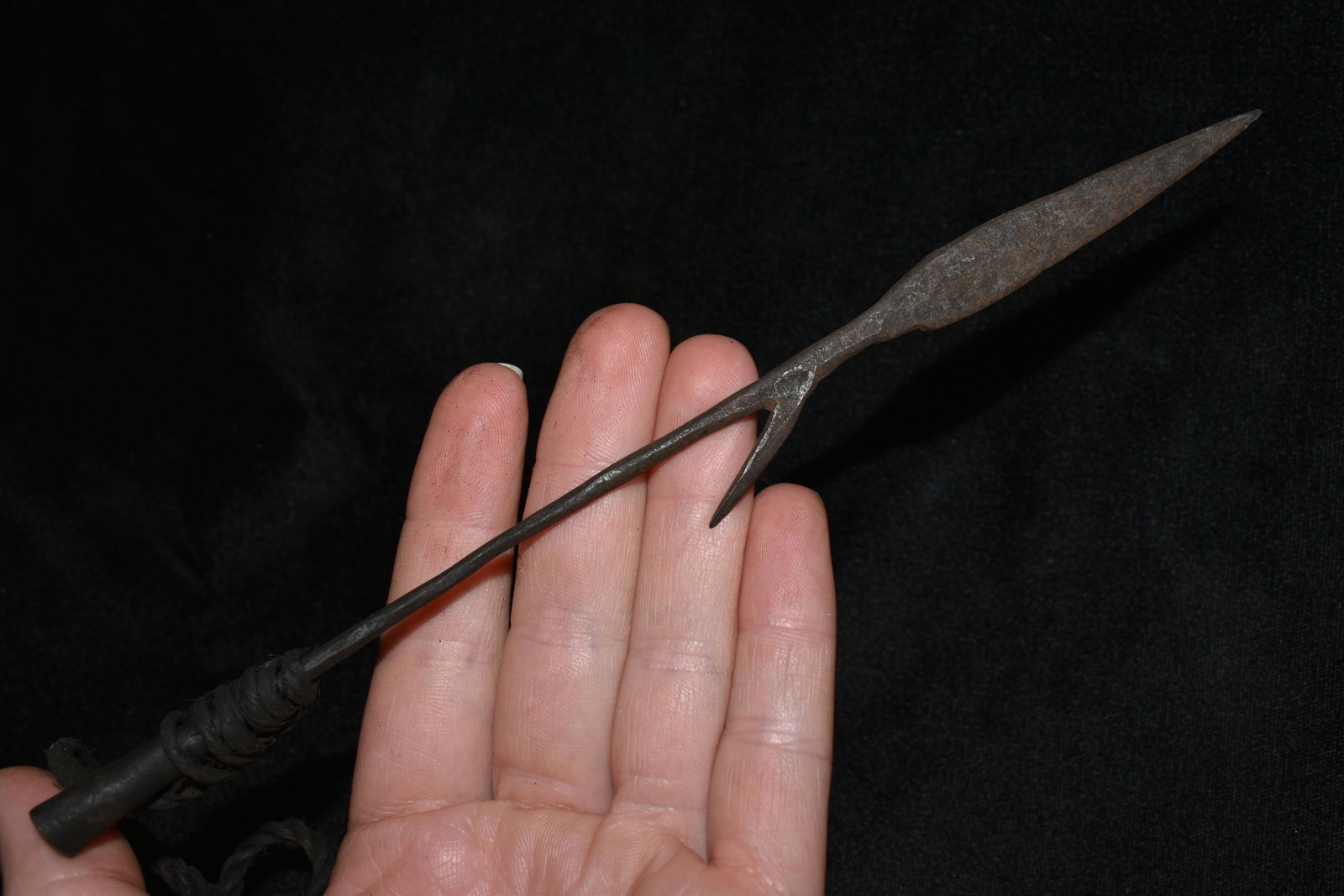 8" Barbed African Fishing Spear Head, African Relics,: 8" Barbed African Fishing Spear Head, African Relics, 1800's, Antique
