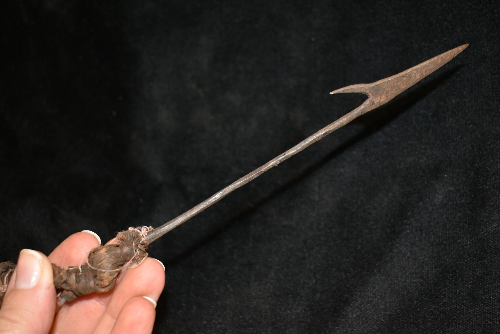 5 1/2" Barbed African Fishing Spear Head, African: 5 1/2" Barbed African Fishing Spear Head, African Relics, 1800's, Antique