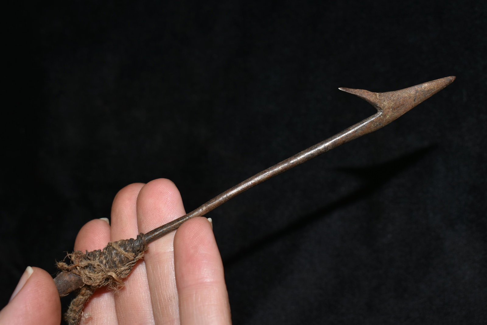 7 1/4" Barbed African Fishing Spear Head, African: 7 1/4" Barbed African Fishing Spear Head, African Relics, 1800's, Antique