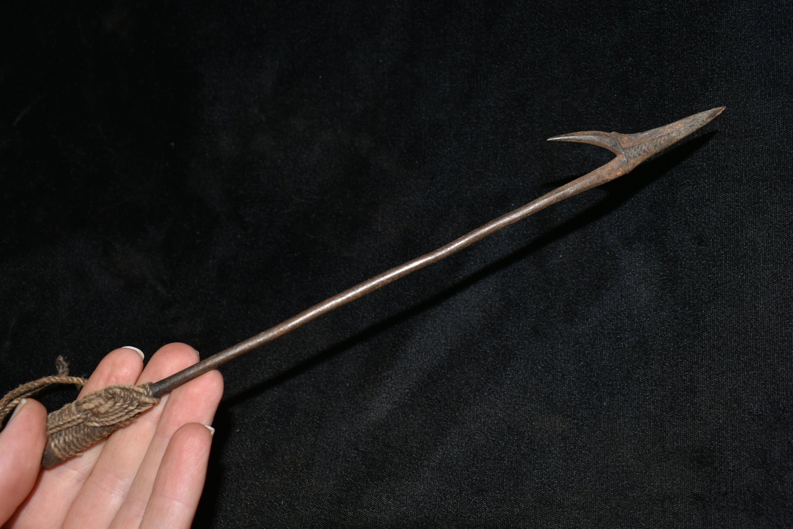 10" Barbed African Fishing Spear Head, African Relics,: 10" Barbed African Fishing Spear Head, African Relics, 1800's, Antique